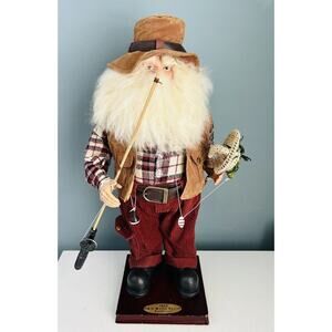 Vintage 2004 Old World Santa Collection Fisherman Porcelain 18' H Department 65
